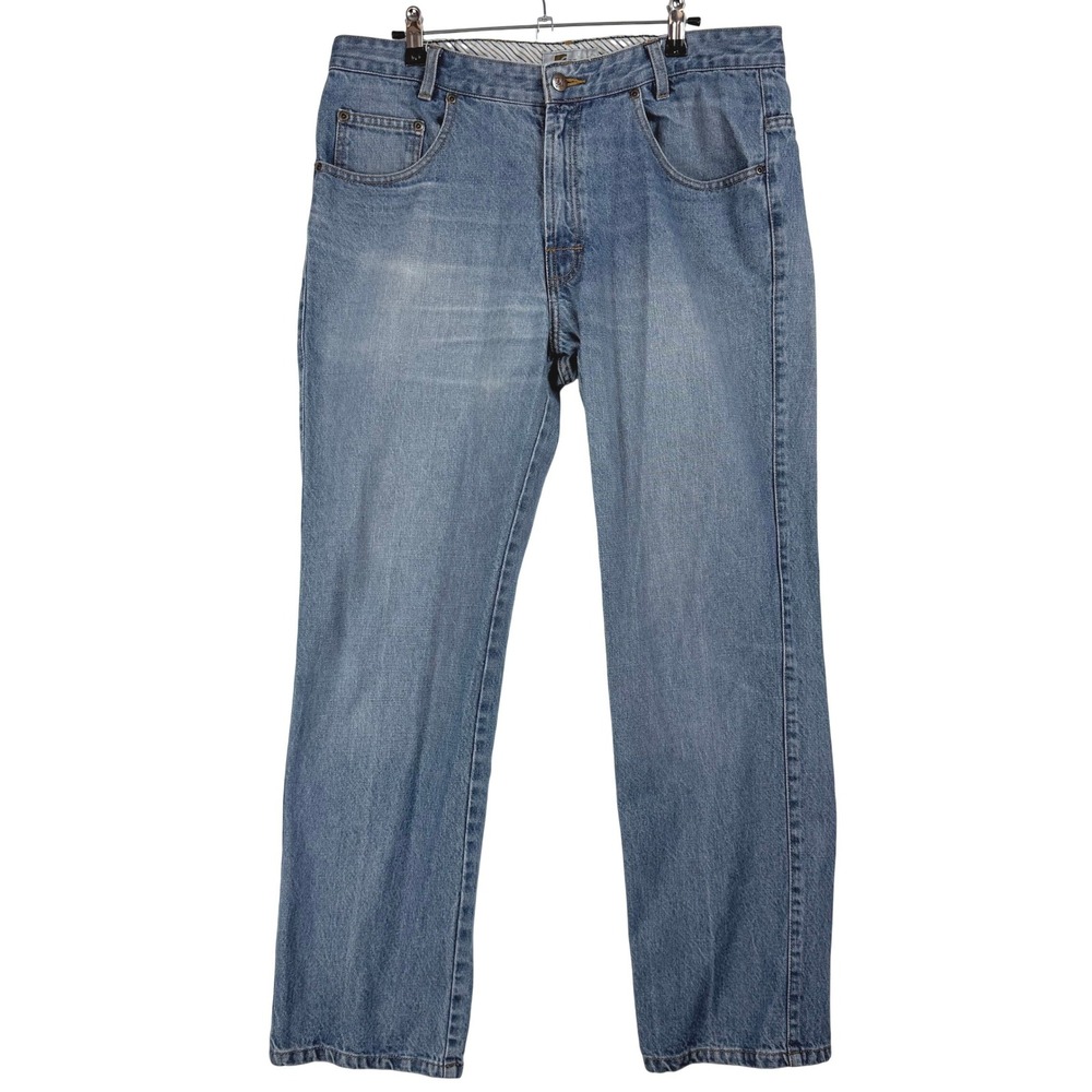 ROAD‎ Mens Light Wash Denim Jeans Straight Leg Classic Fit 34x30 Cotton